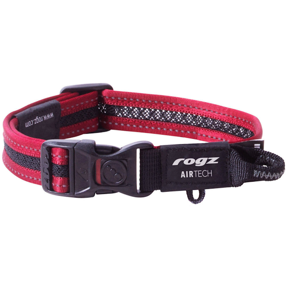Rogz AirTech Classic Dog Collar Medium- Rock Red