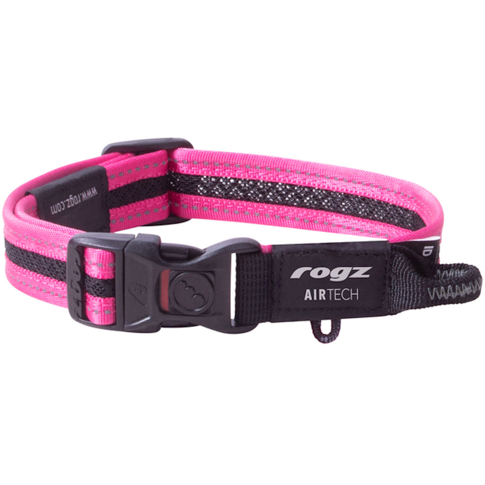 Rogz AirTech Classic Dog Collar Medium- Sunset Pink