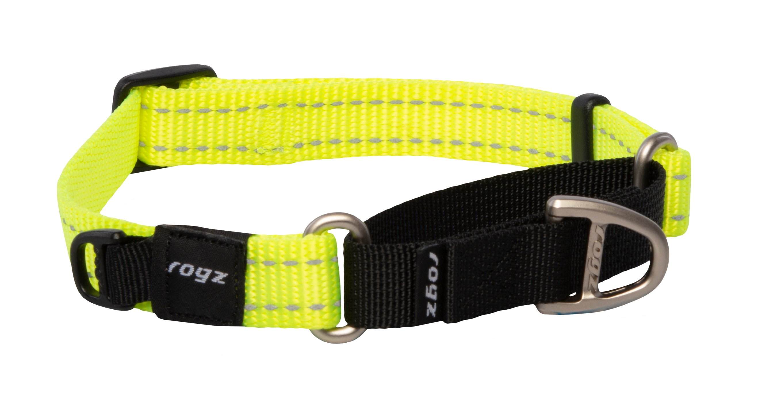 Rogz Control Martingale Web Collar Medium- Dayglo Yellow