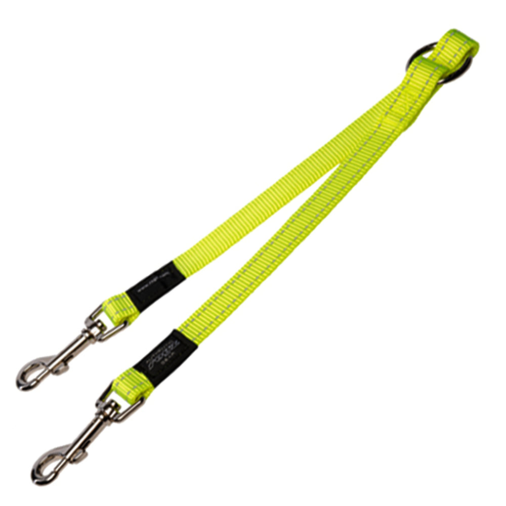Double Split Leash Medium- Dayglo Yellow