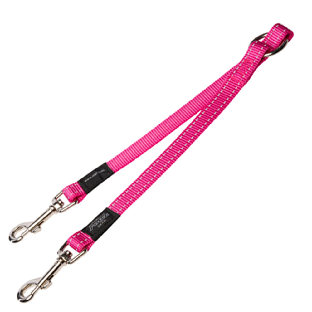 Double Split Leash Medium- Pink