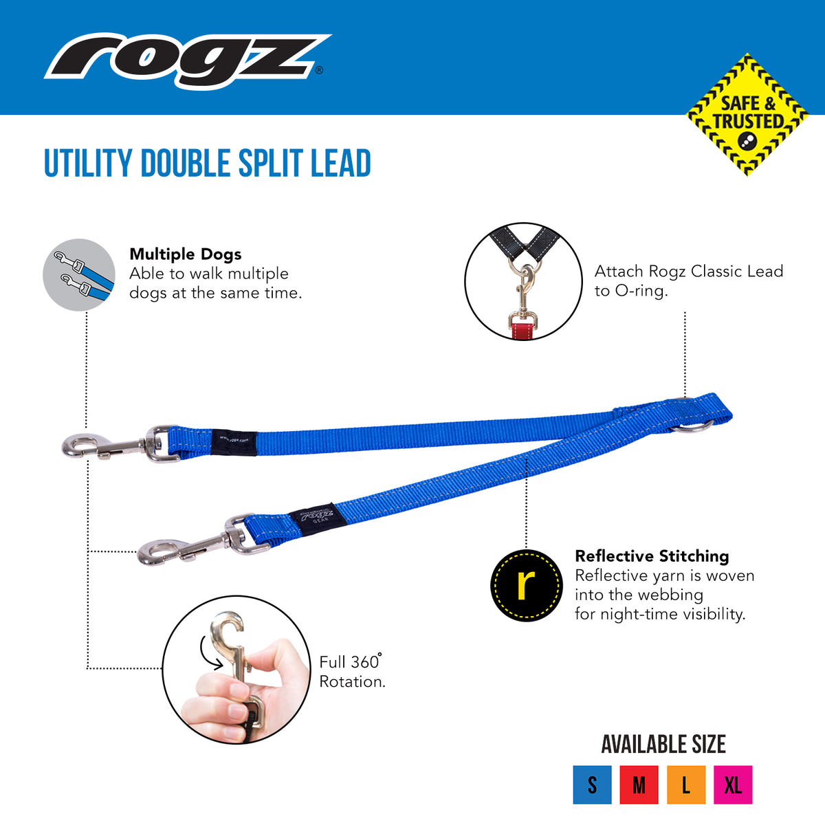 Rogz Double Split Dog Leash